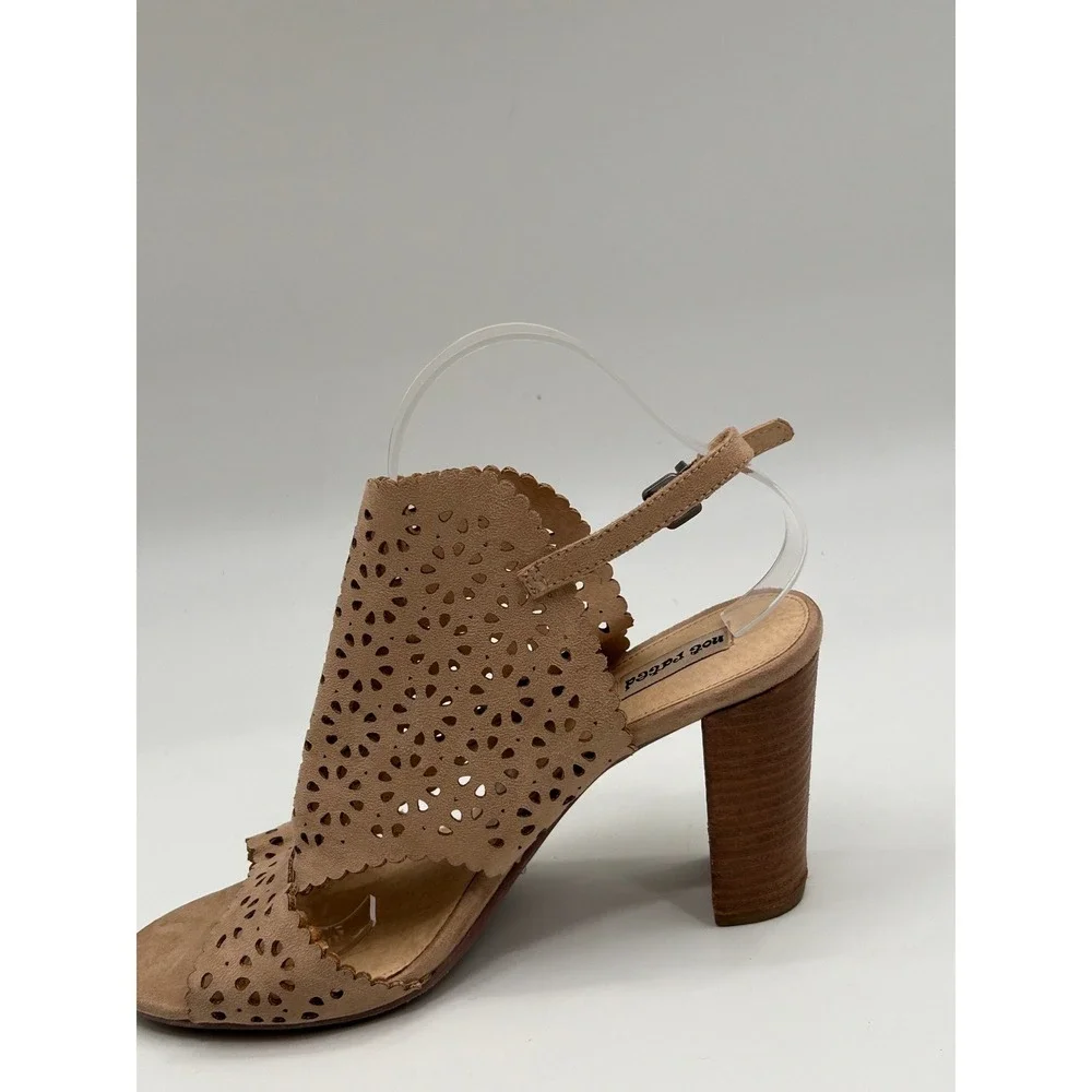 Not Rated‎ Laser Cut Block Heel Sandals Size 10 Nude Boho Festival Shoes
